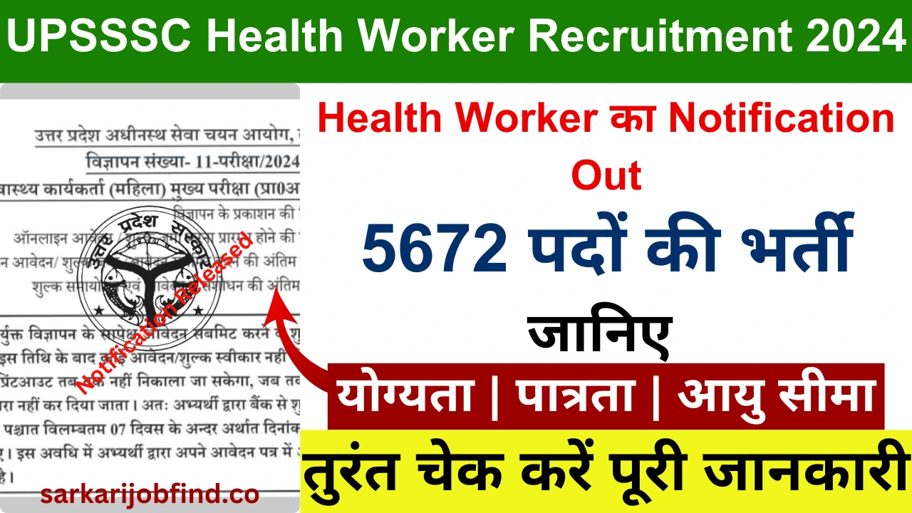 UPSSSC Health Worker Recruitment 2024